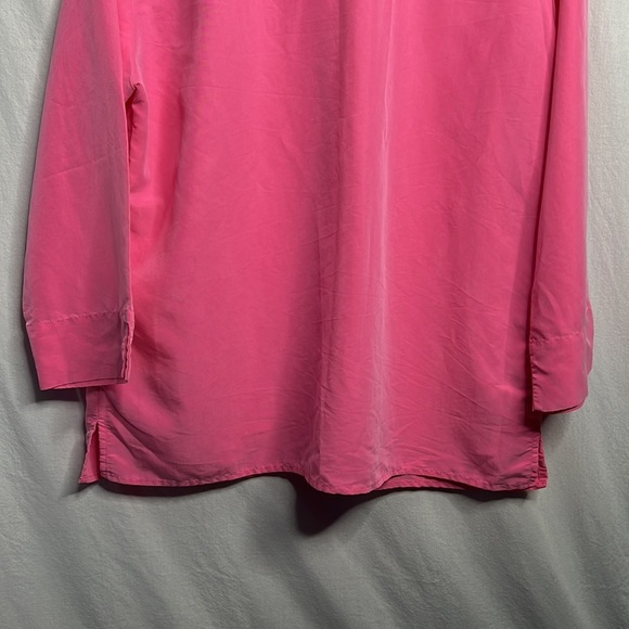 Hot Pink Liz Claiborne 3/4 sleeve collared button-up flowy top - Picture 9 of 10